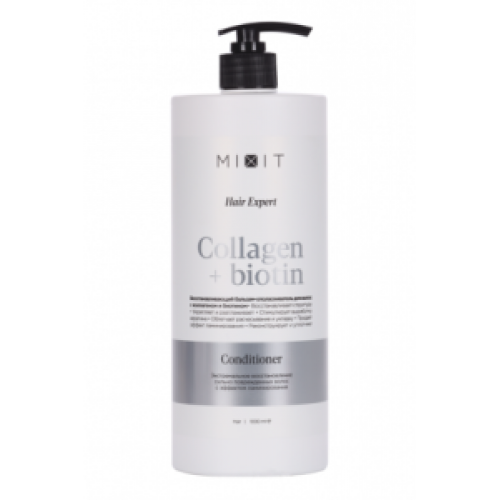 MIXIT Collagen&Biotin Кондиционер для волос восстановление с эффектом ламинирования 1л
